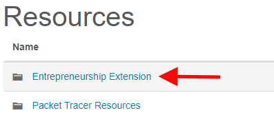 Image shows the entrepreneurship extension link.