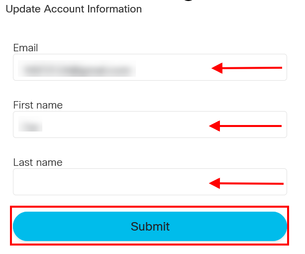 This image shows the Sign Up page where users can review or change their name before clicking the 'Continue' button.