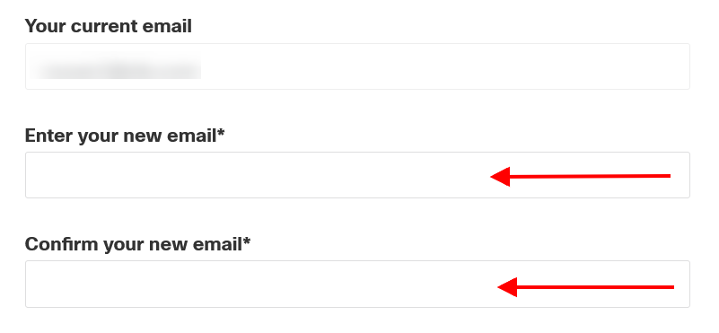This image shows the fields to enter a new email address